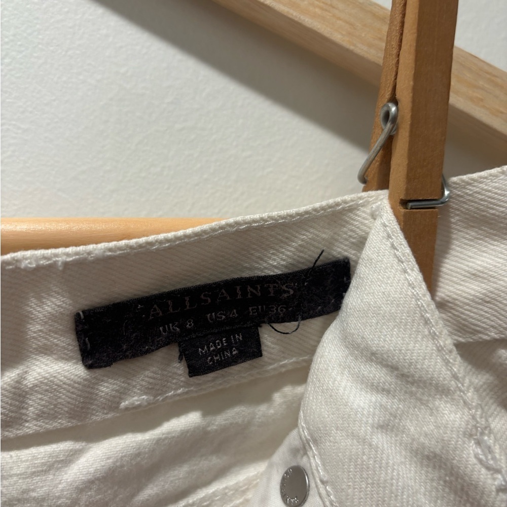 All Saints White Denim Skirt with Black Zipper - Picture 4 of 4